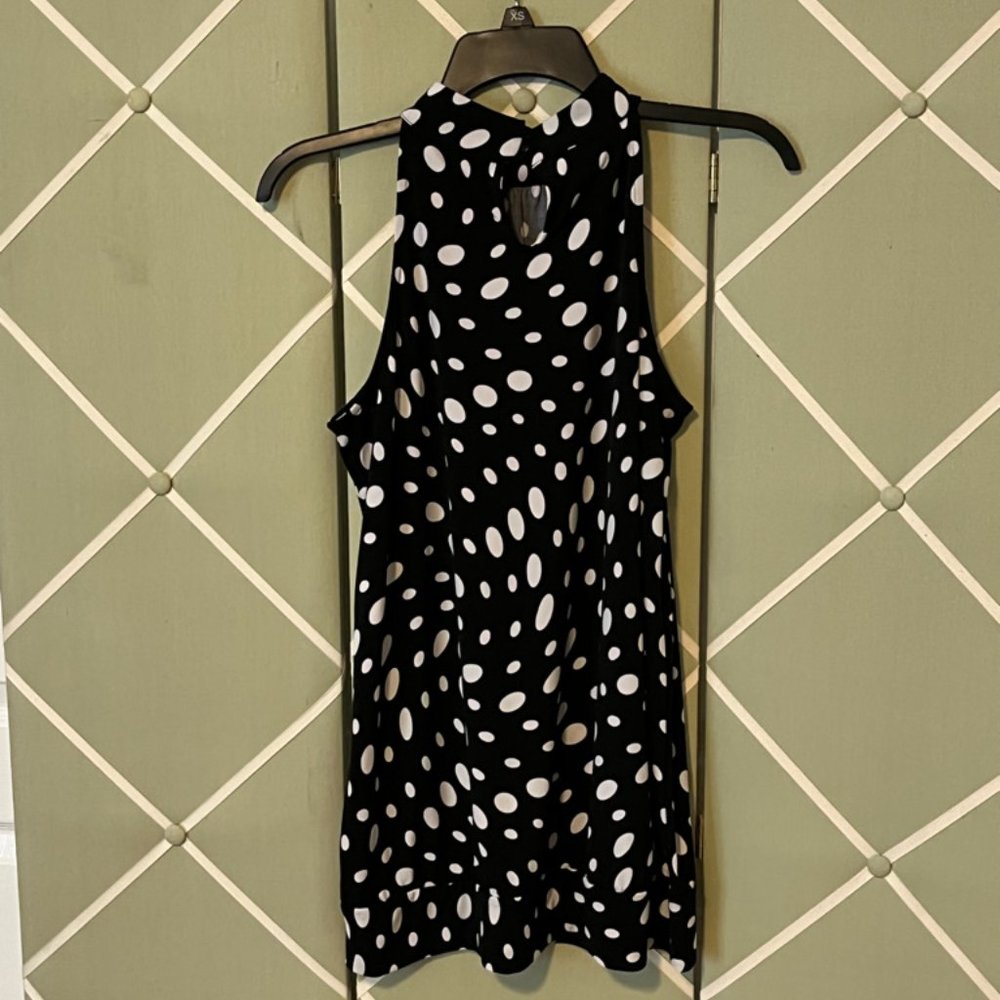 Style & Co Black Tank Top w/ White Polka Dots